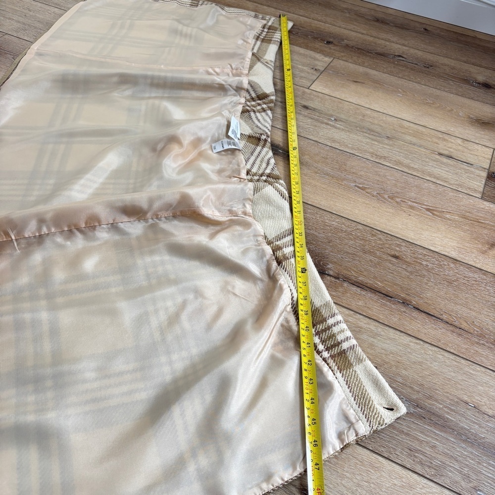 Liz Claiborne 100% Wool Wrap Skirt Size 14 Plaid Brown & Beige Lined Classic - Picture 15 of 16